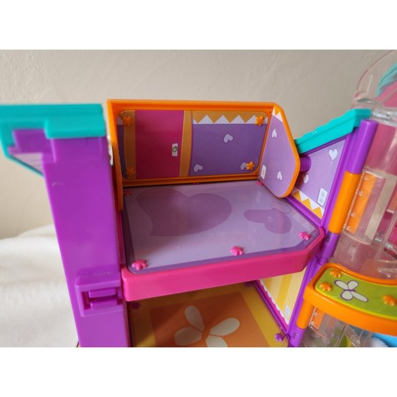 2002 Vintage Polly Pocket house with elevator carry handle folding purple toy - Picture 13 of 16